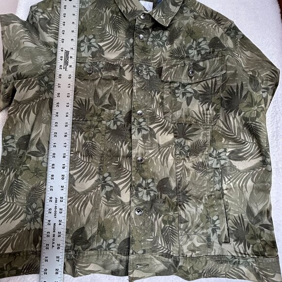 Tommy Bahama Mens 2XL Boracay Como Camo Trucker Jacket Tea Leaf Green Pockets - Picture 7 of 8